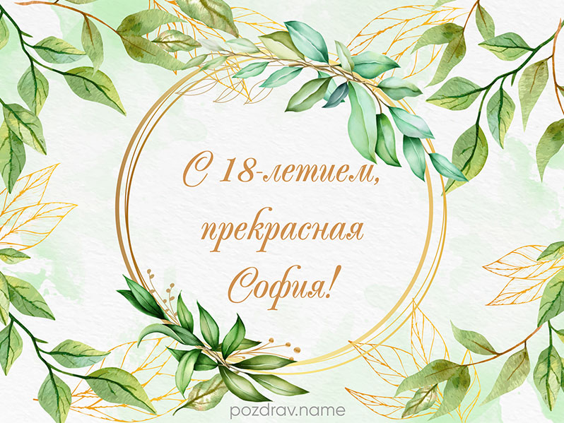 Открытка на день рождения 18 лет Соне