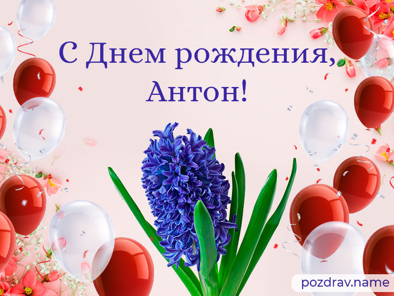 Открытка на день рождения Антону