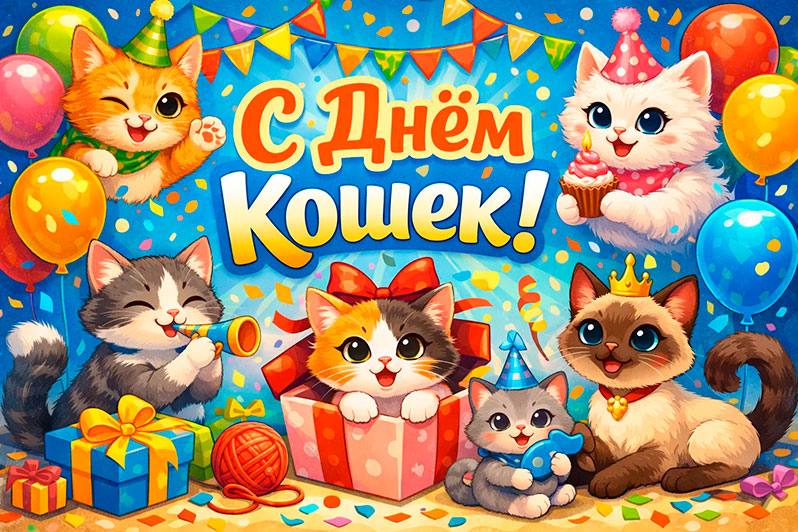 Открытка на День кошек