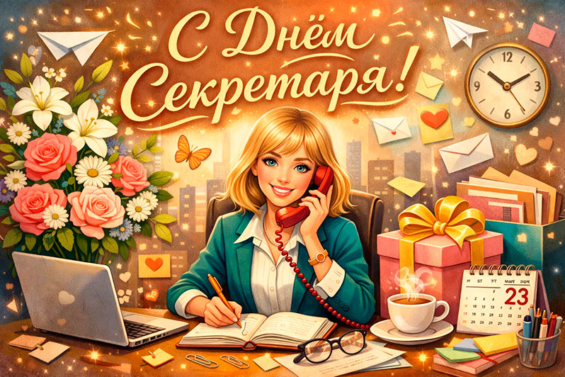 Открытка на День секретаря