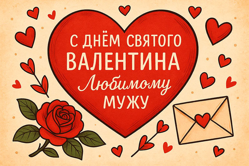 Открытка на День святого Валентина мужу