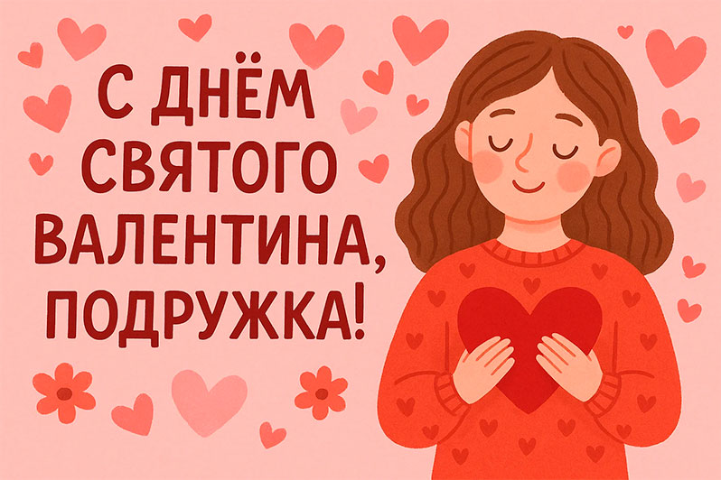 Открытка на День святого Валентина подруге