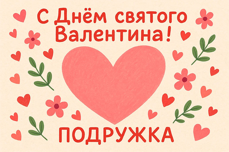 Открытка на День святого Валентина подруге