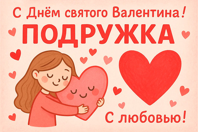 Открытка на День святого Валентина подруге