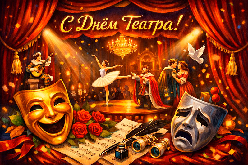 Открытка на День театра