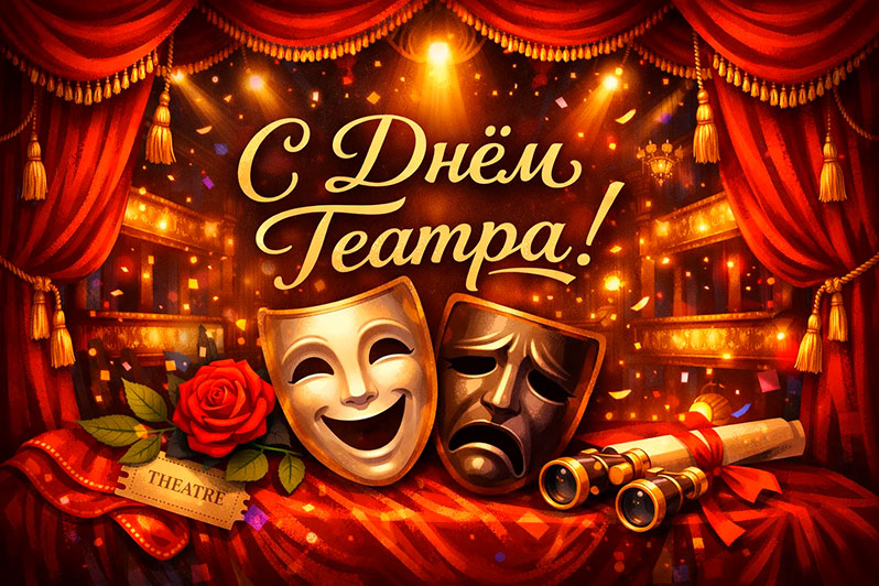 Открытка на День театра
