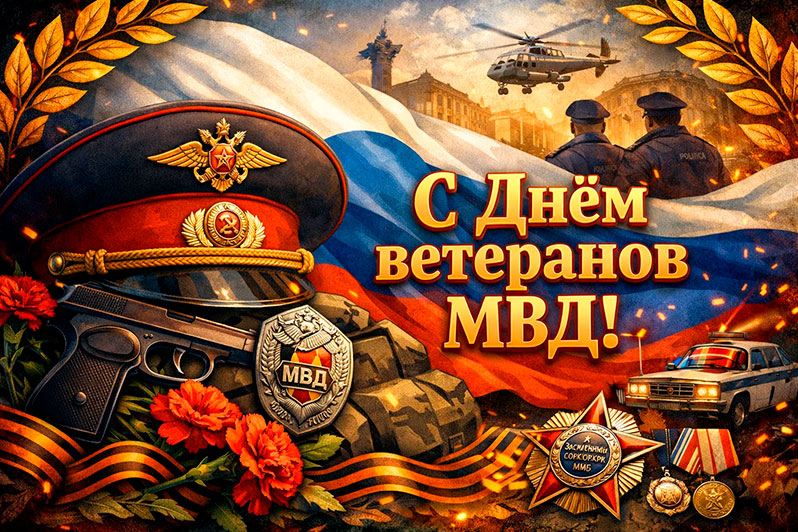 Открытка на День ветеранов МВД