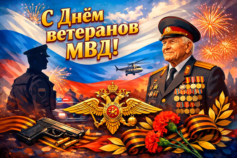 Открытка на День ветеранов МВД
