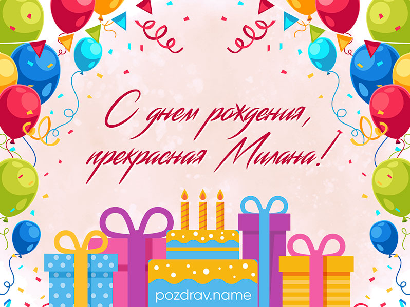 Открытка на день рождения Милане