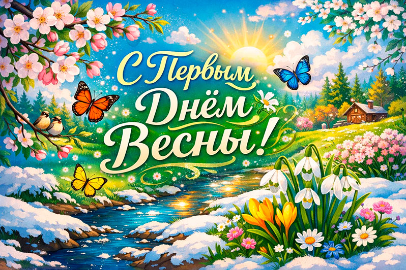 Открытка на Первый день весны