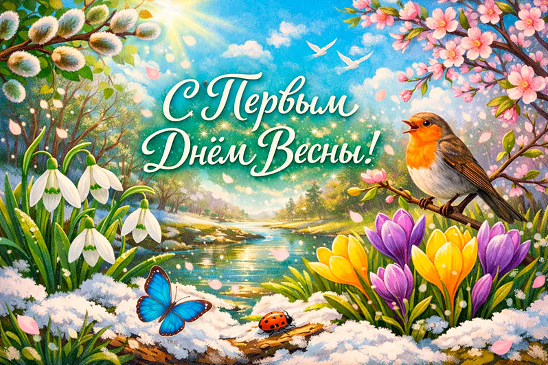 Открытка на Первый день весны
