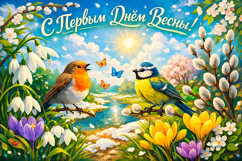 Открытка на Первый день весны