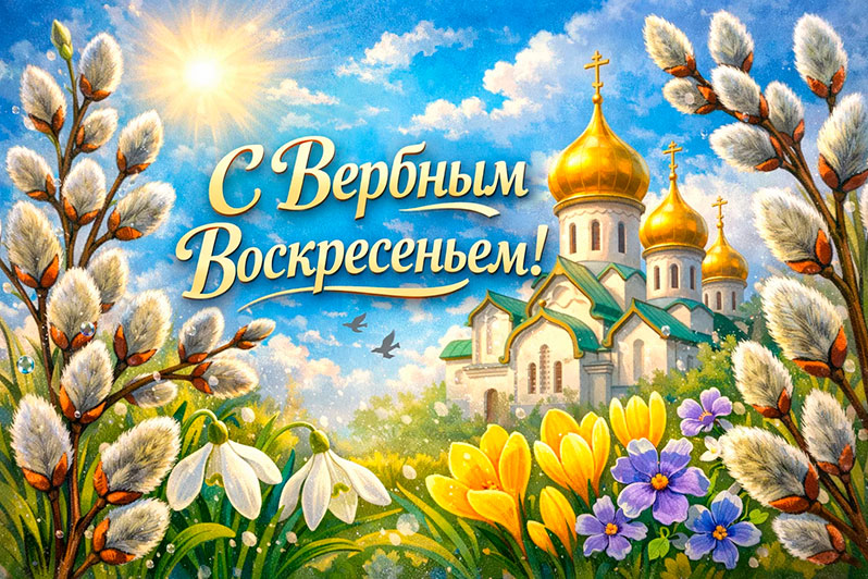 Открытка на Вербное воскресенье