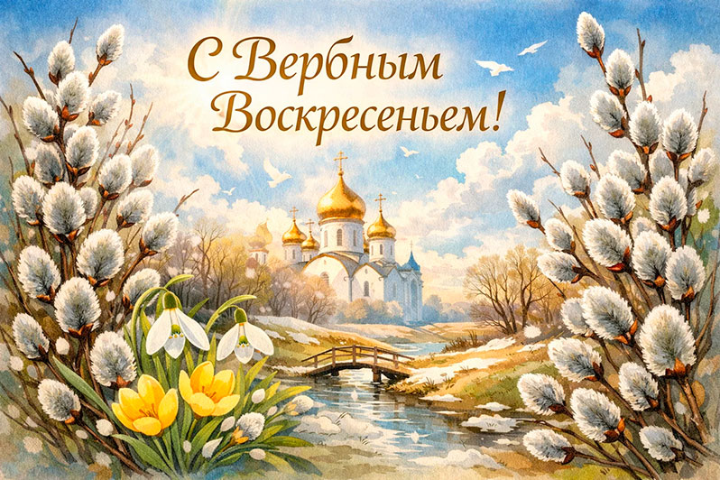 Открытка на Вербное воскресенье