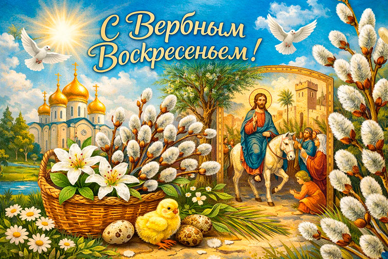 Открытка на Вербное воскресенье