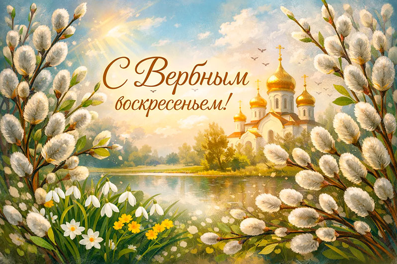 Открытка на Вербное воскресенье