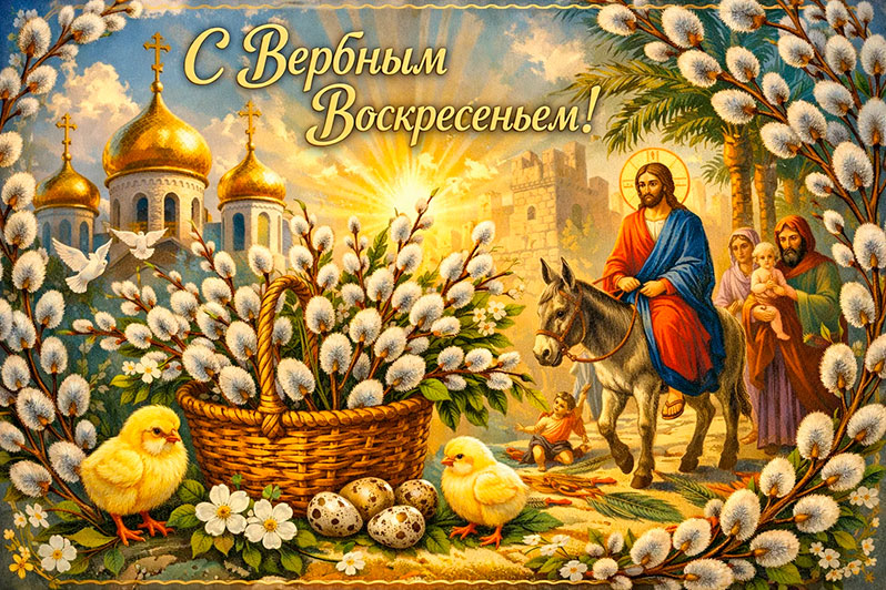 Открытка на Вербное воскресенье