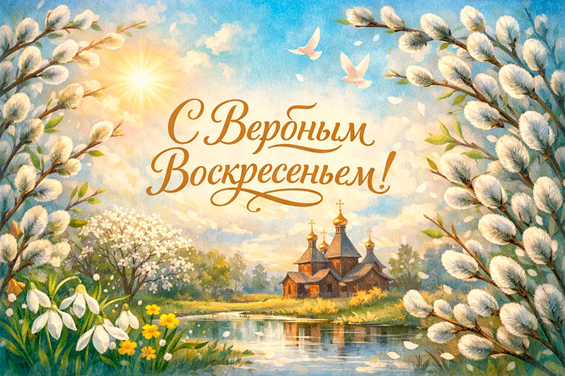 Открытка на Вербное воскресенье