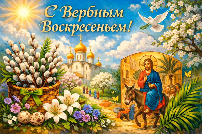 Открытка на Вербное воскресенье