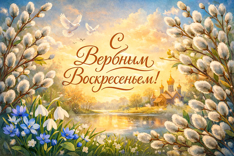 Открытка на Вербное воскресенье